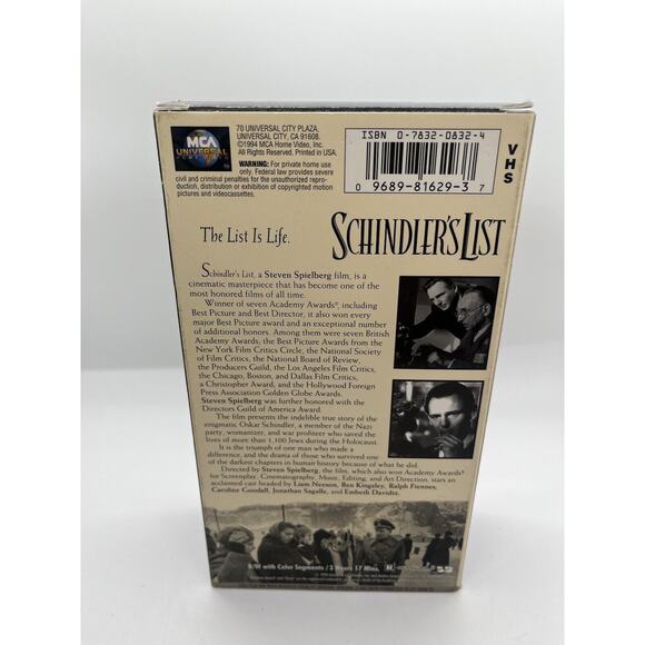 Schindler's List (1994) 2-VHS Cassette - Liam Neeson, Ben Kingsley - Picture 4 of 5